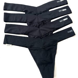 PINK Victoria's Secret Black Thong Collection Discontinued Style NWT Sz Large